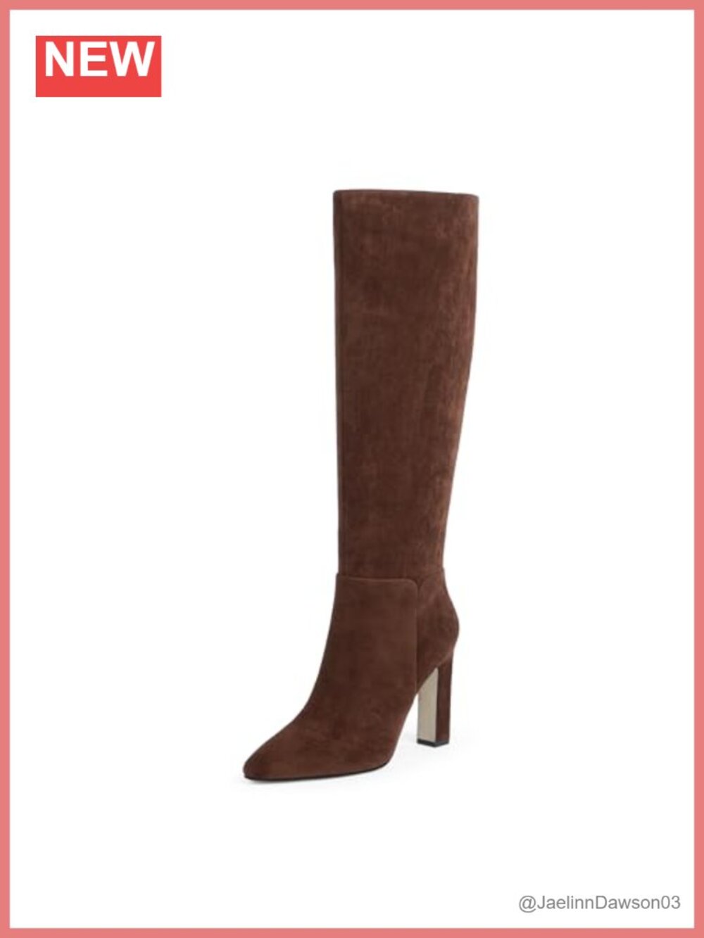 Women Knee High Suede Boots Almond Toe Chunky Block Heel Tall Boots